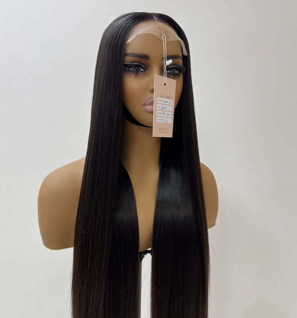 26” natural brown tip straight paired with 5/5 lace