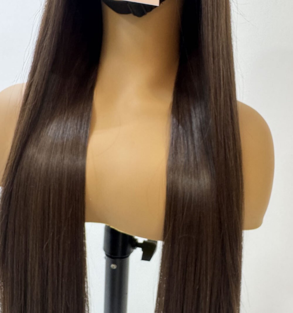 26" 300g brown natural straight paired with 5/5 hd lace - Image 4