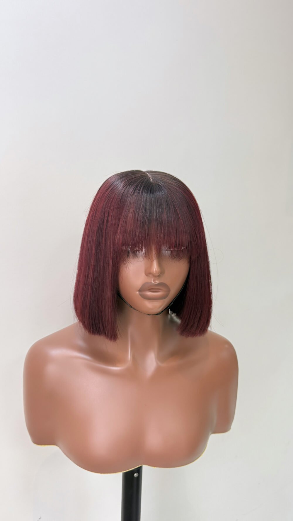 8" Burgundy fringe wig - Image 4
