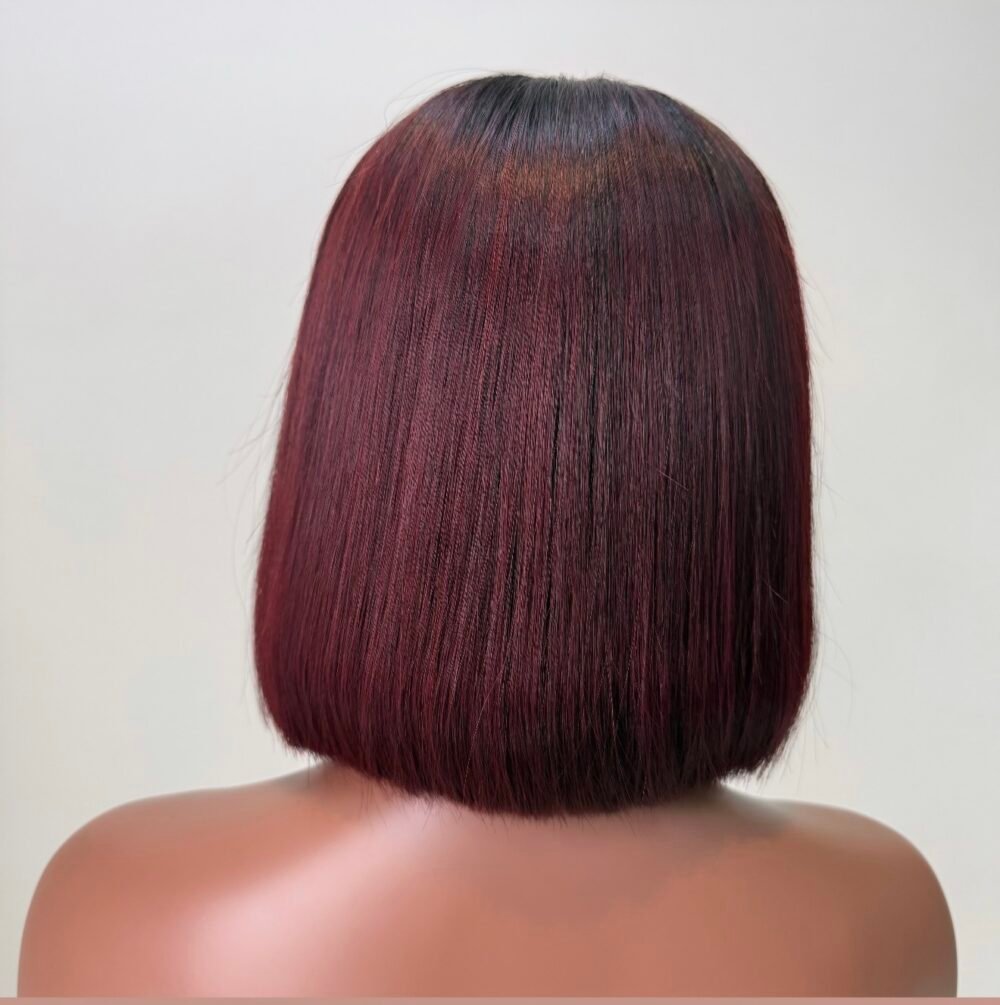8" Burgundy fringe wig - Image 2
