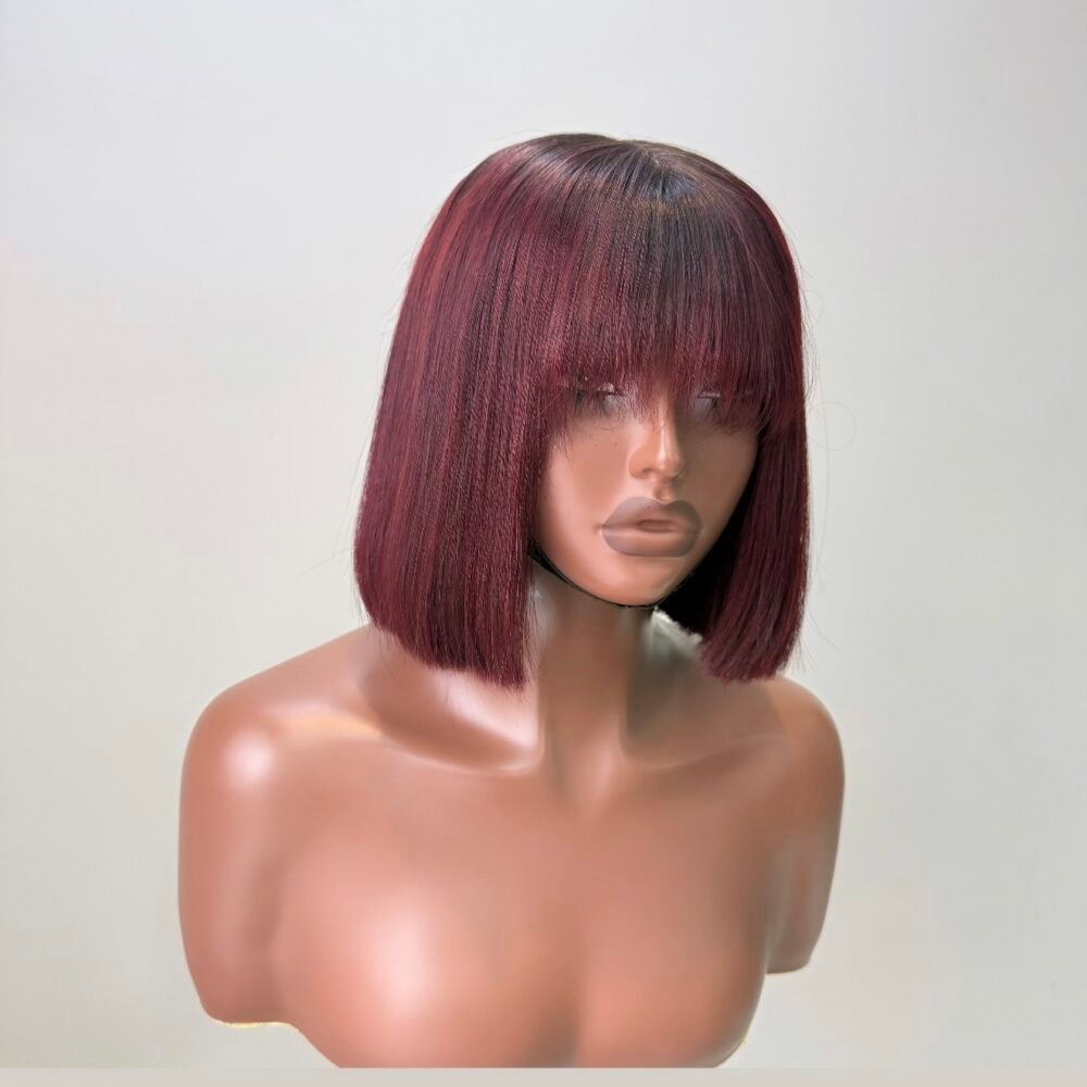 8" Burgundy fringe wig